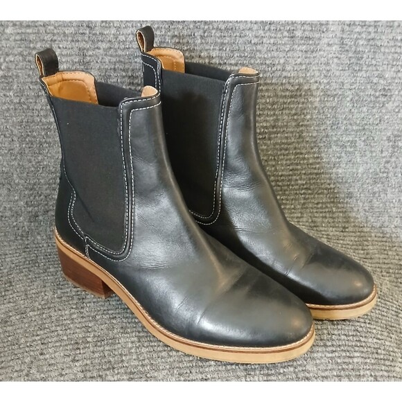 Joie Leather Boots Chelsea JJ Black Slip-On Ankle Womens Size 10 - Picture 3 of 9